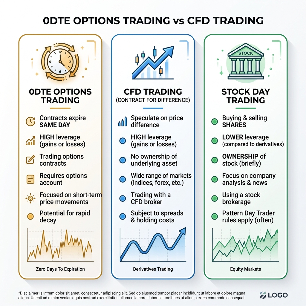0DTE vs 1DTE vs 7DTE comparison chart showing theta decay curves